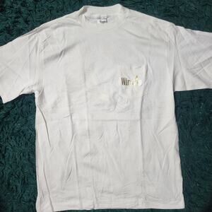 Vintage Winston Eagle Pocket Tee White XL USA Made Gold Foil Graphic 23x31